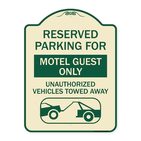 Signmission Reserved Parking for Motel Guest Unauthorized Vehicles Towed Away Alum, 24" x 18", TG-1824-23093 A-DES-TG-1824-23093 - main